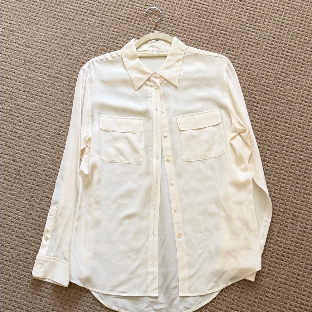 Vince Camuto Cream Button-Front Shirt with Chest Pockets